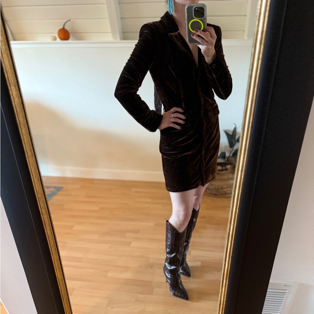 NWT! House of Harlow Brown Velvet Dress